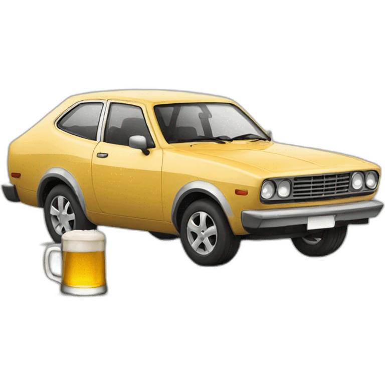 Car drinking a beer emoji