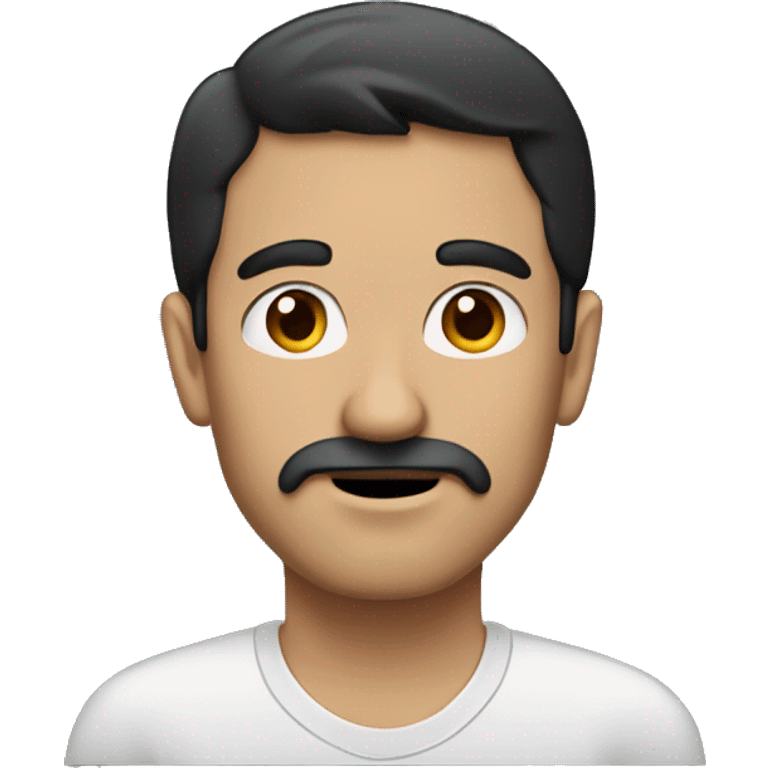 dark hair dark eyes man with short mustache on a laptop emoji