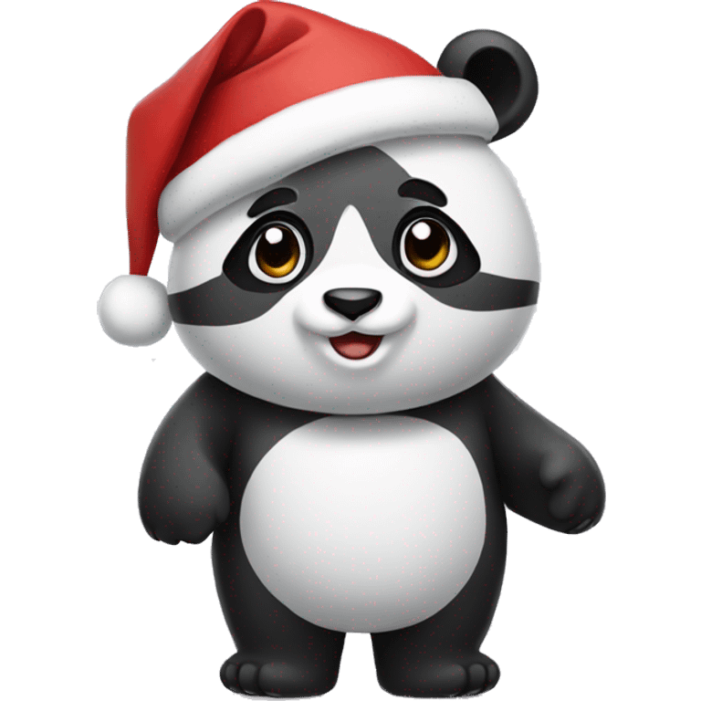 Panda with a Christmas hat emoji