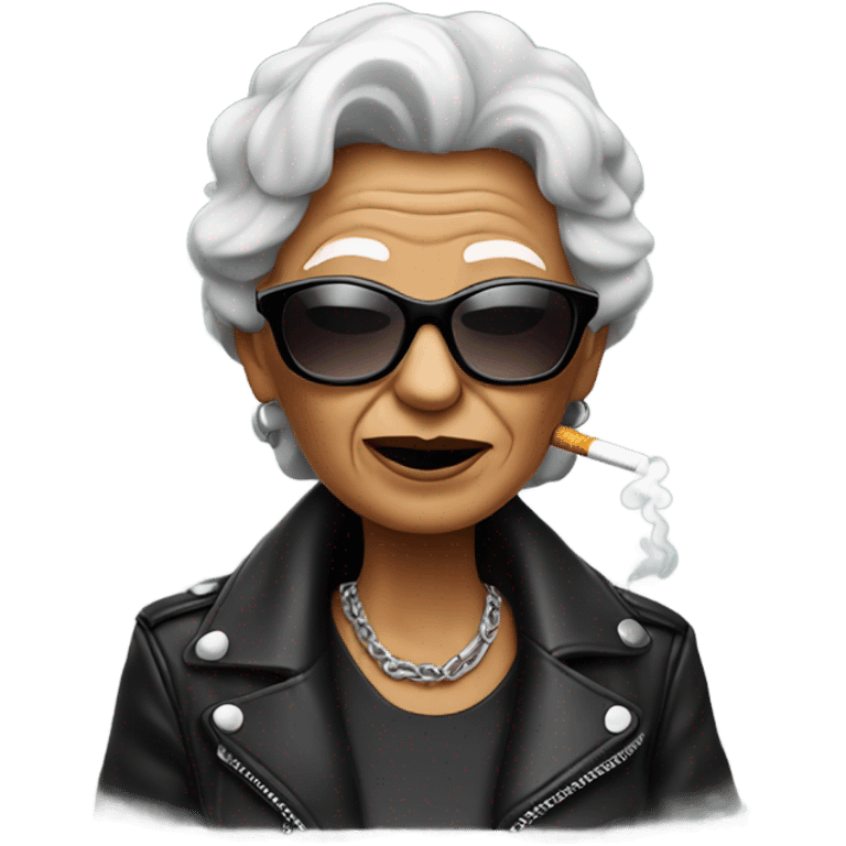 Cool grandma smoking cigarettes emoji