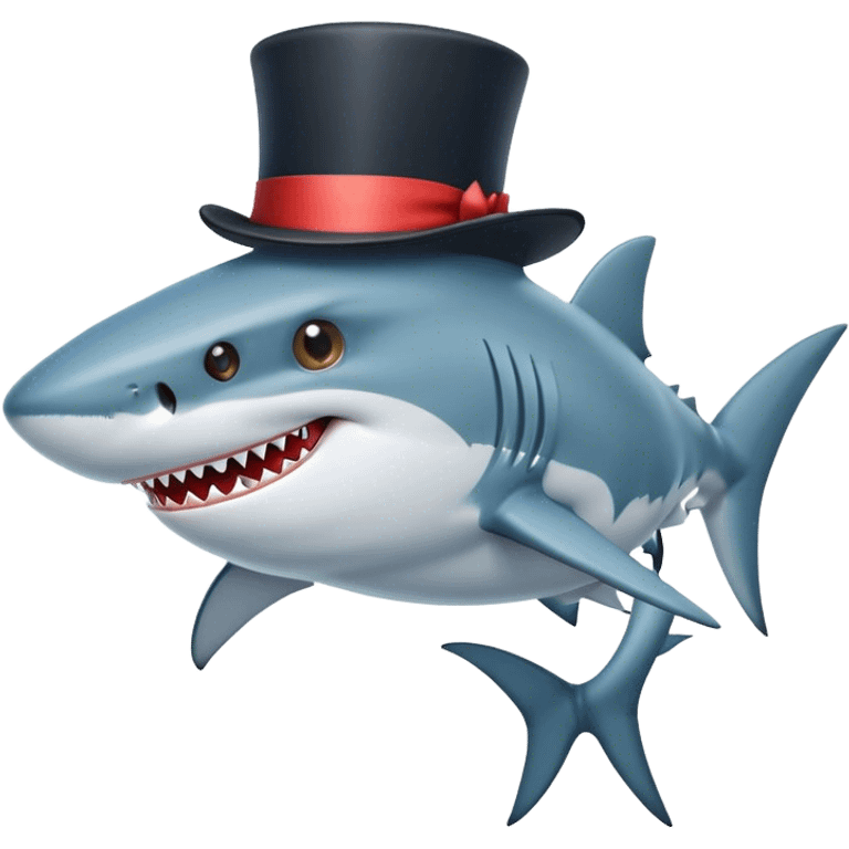 Shark with a top hat emoji