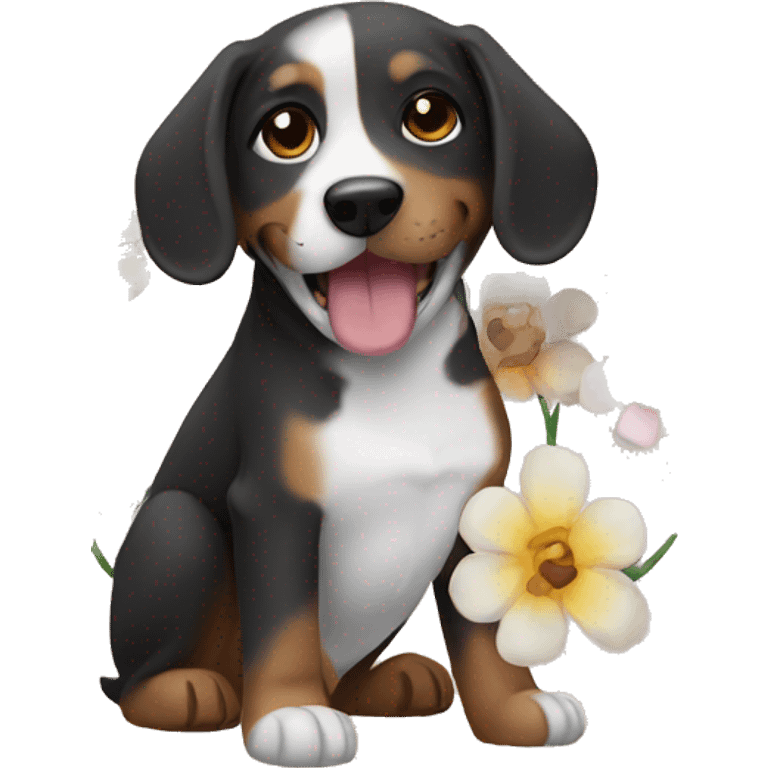  dog  flowers hurt emoji