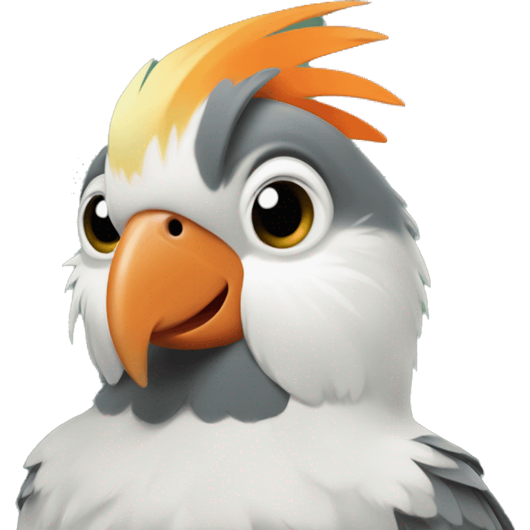 Grey Cockatiel orange cheeks with Dark Green Tail emoji