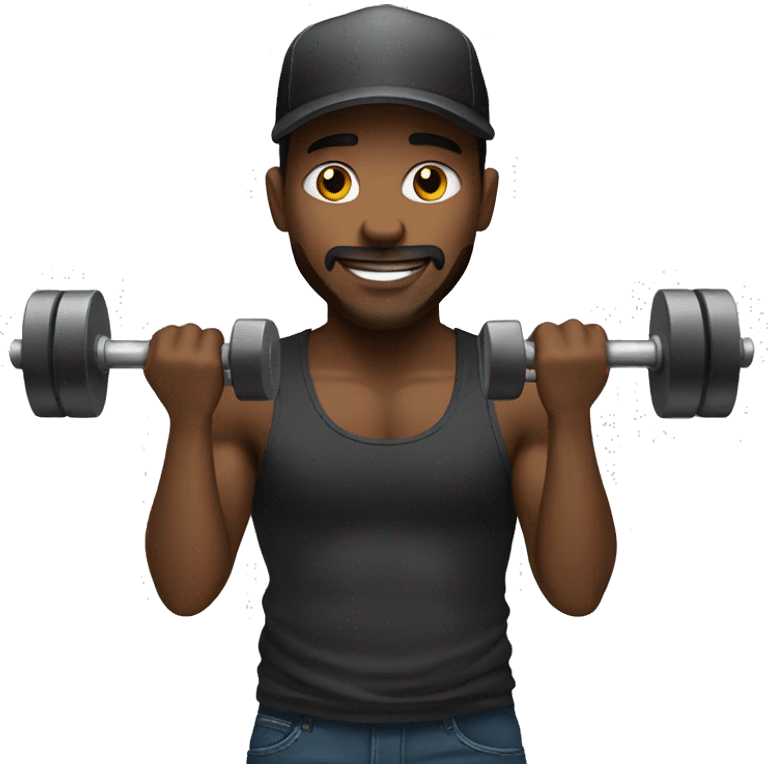 Black trucker lifting weights emoji