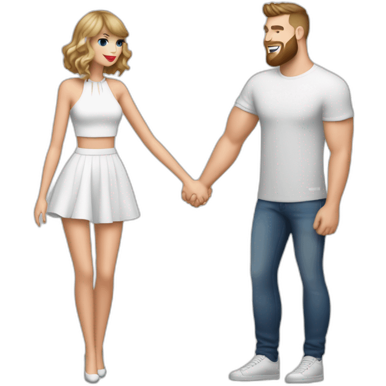 Pop star Taylor swift and kc chief Travis Kelce holding hands emoji