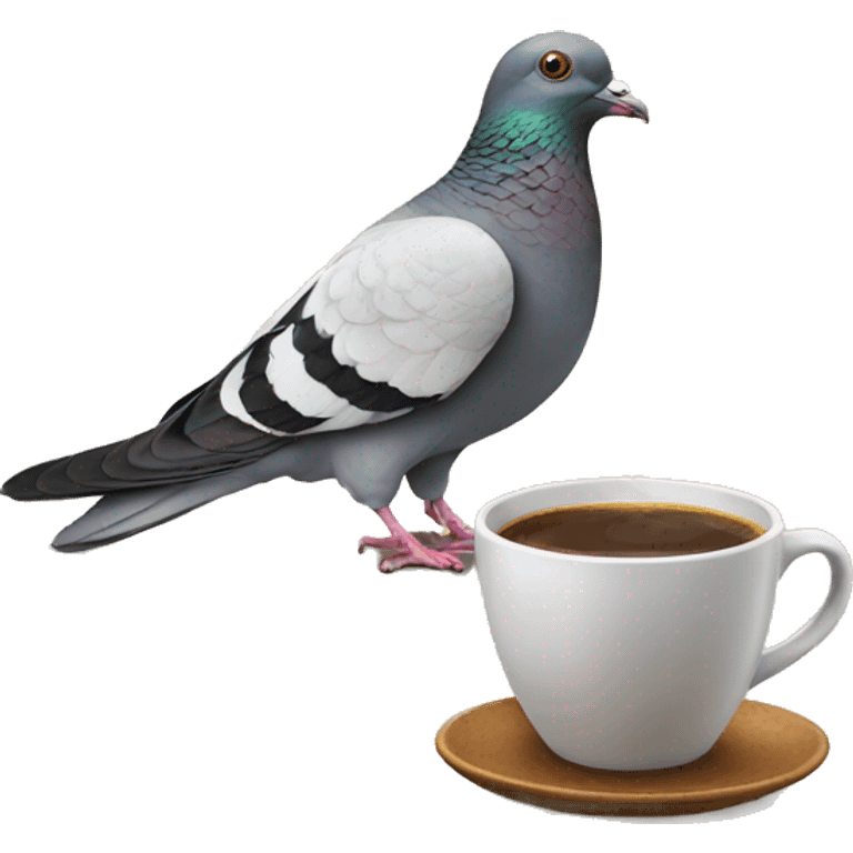 Pigeon drinking coffee  emoji