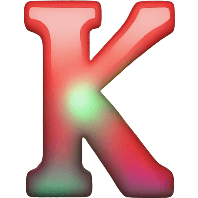 the letter (k) in red color with green aura on black background emoji