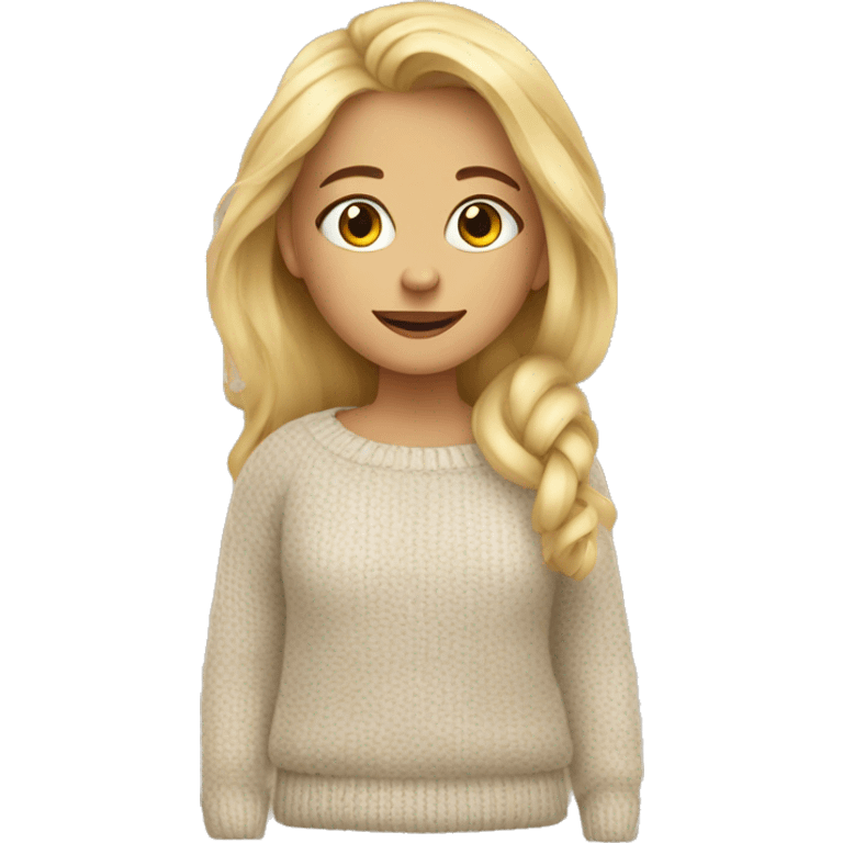 blonde girl in cozy sweater emoji