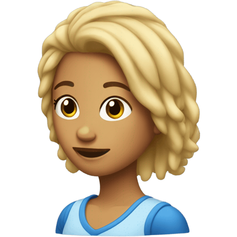 ￼ chica con el cabello despeinado azul emoji