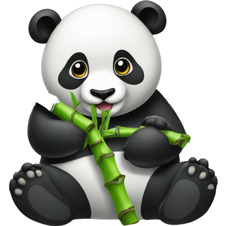 Panda eating bamboo while it's enzyme emoji