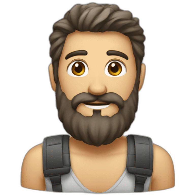 Calvo con barba y máquina de fotos emoji