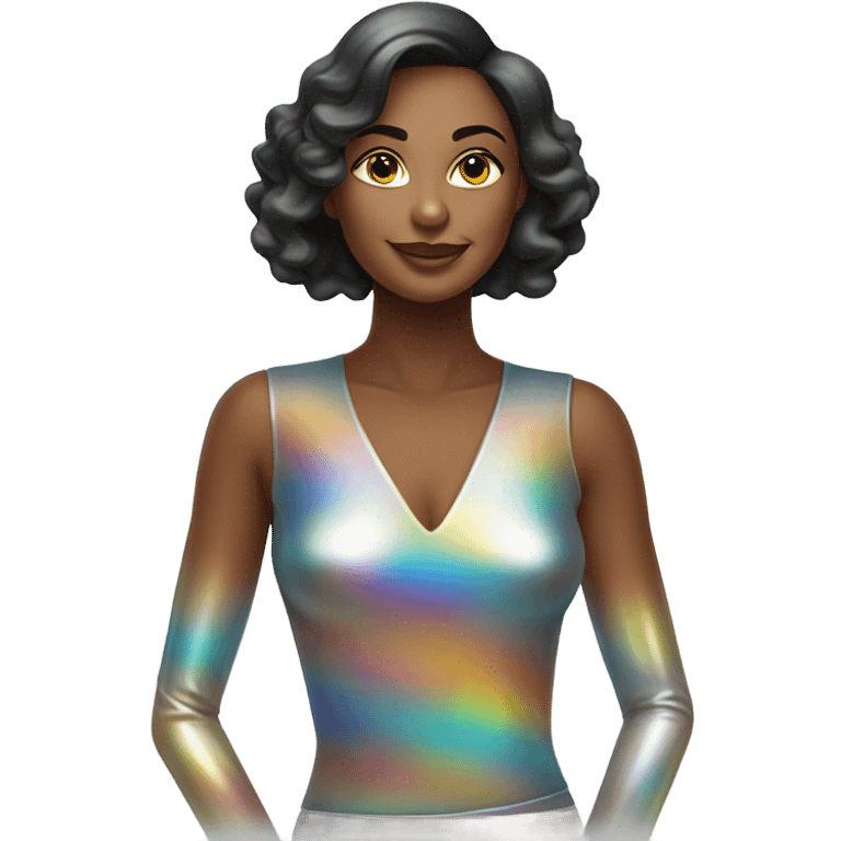 beautiful woman wearing futuristic outfit made of liquid glass emoji