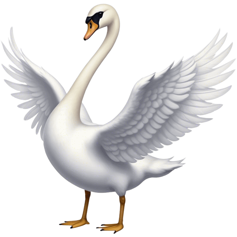 a swan dancing with the lower side of its body emoji