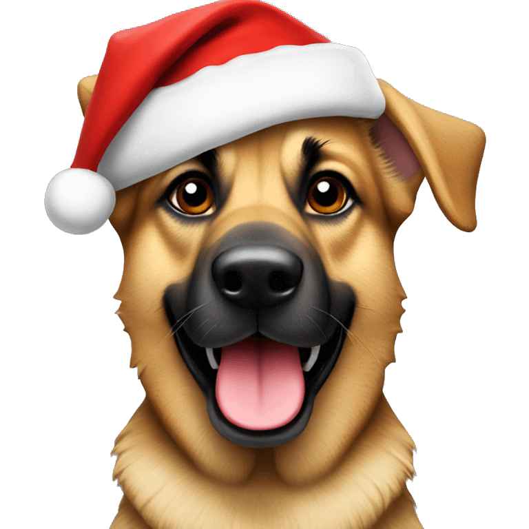 German Shepard Dog, with red Santa hat emoji