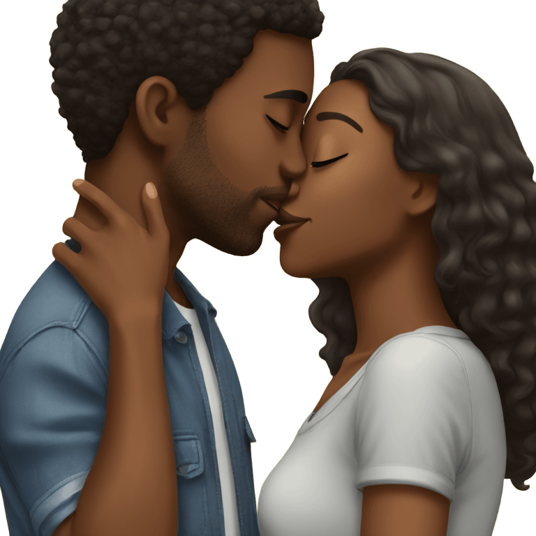 black girl kissing boyfriend  emoji