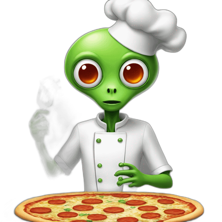 alien cooking a pizza emoji