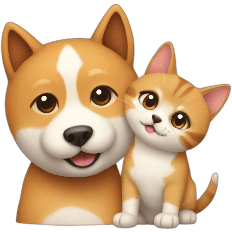 cat friends with dog shiba emoji