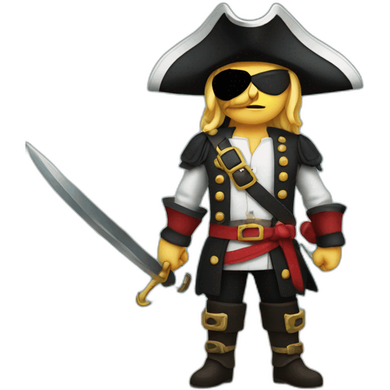 a fierce pirate with a black eyepatch and a sharp cutlass, gazing confidently over the sea emoji