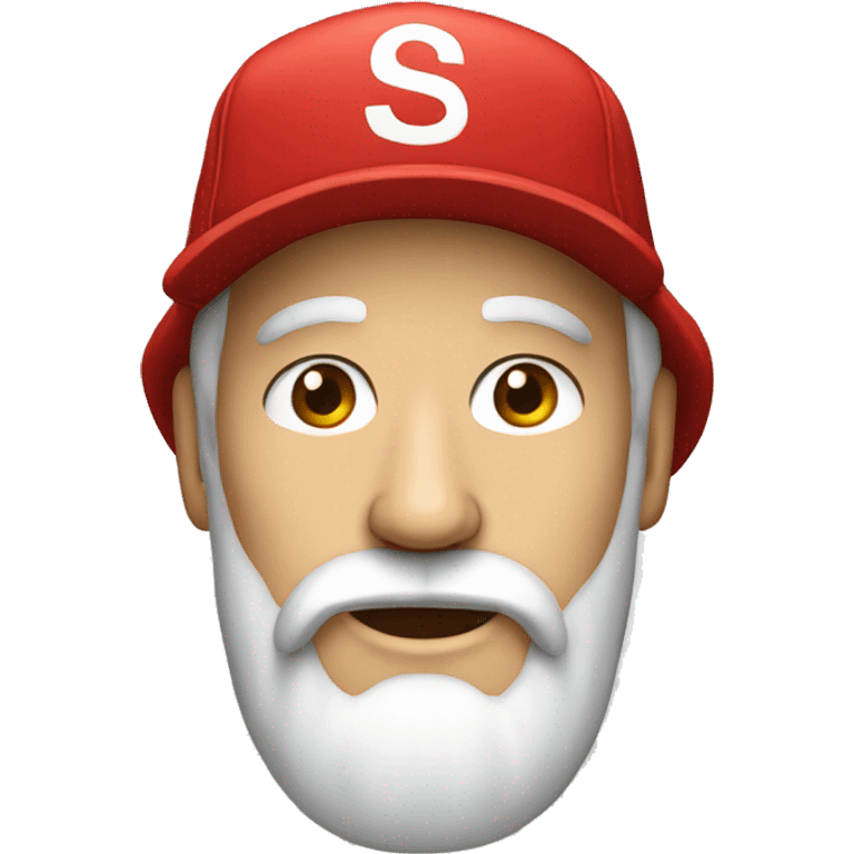 A  white bearded man wearing a red supreme hat  emoji