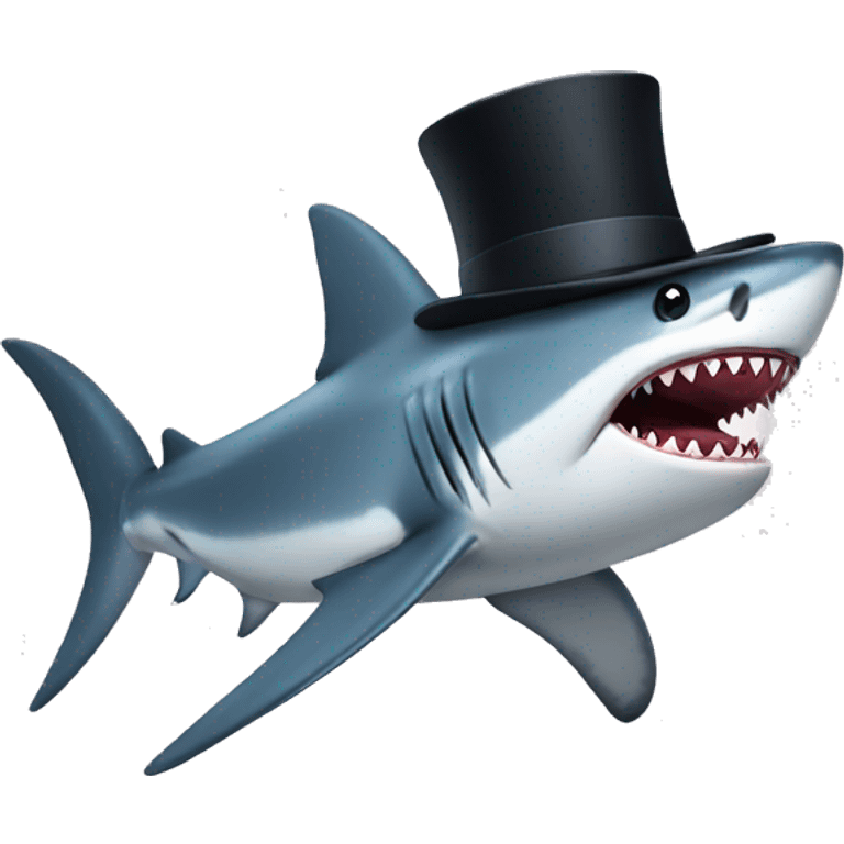 Shark with a top hat emoji