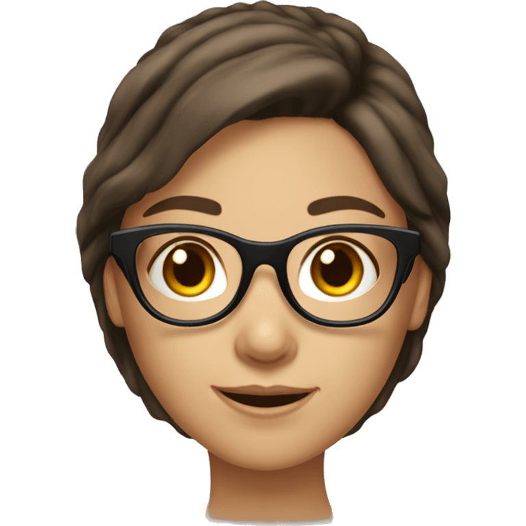 Brunette Caucasian Girl with glasses   emoji