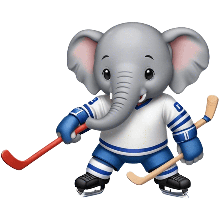 Elephant playing ice hockey emoji