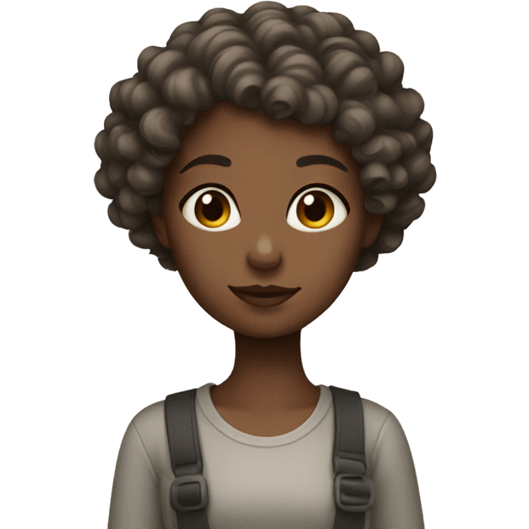 Tinted girl with short curly hair emoji