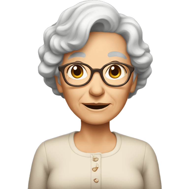 Granny with brown hair family emoji