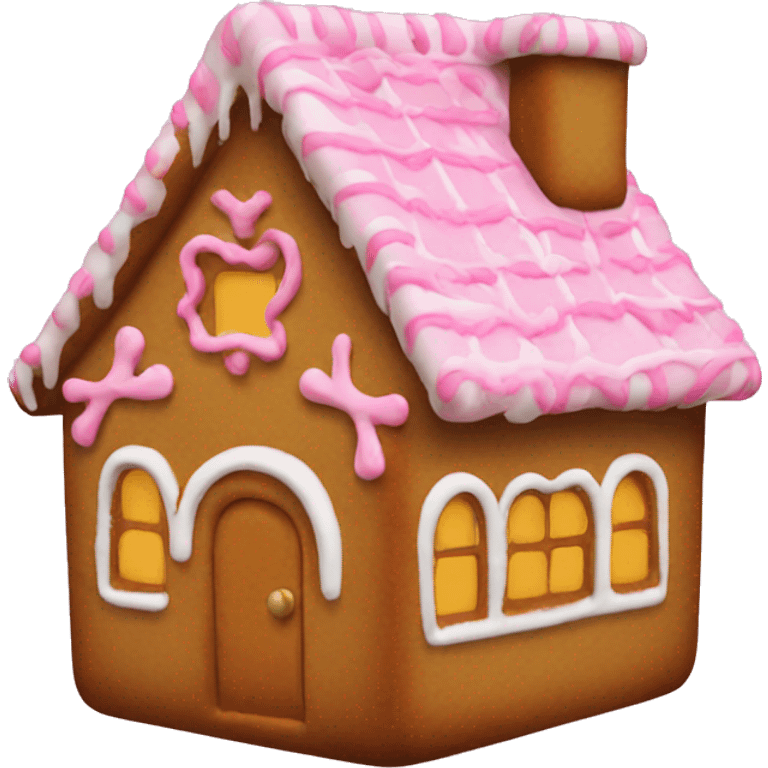 Ginger bread house with pink on it  emoji