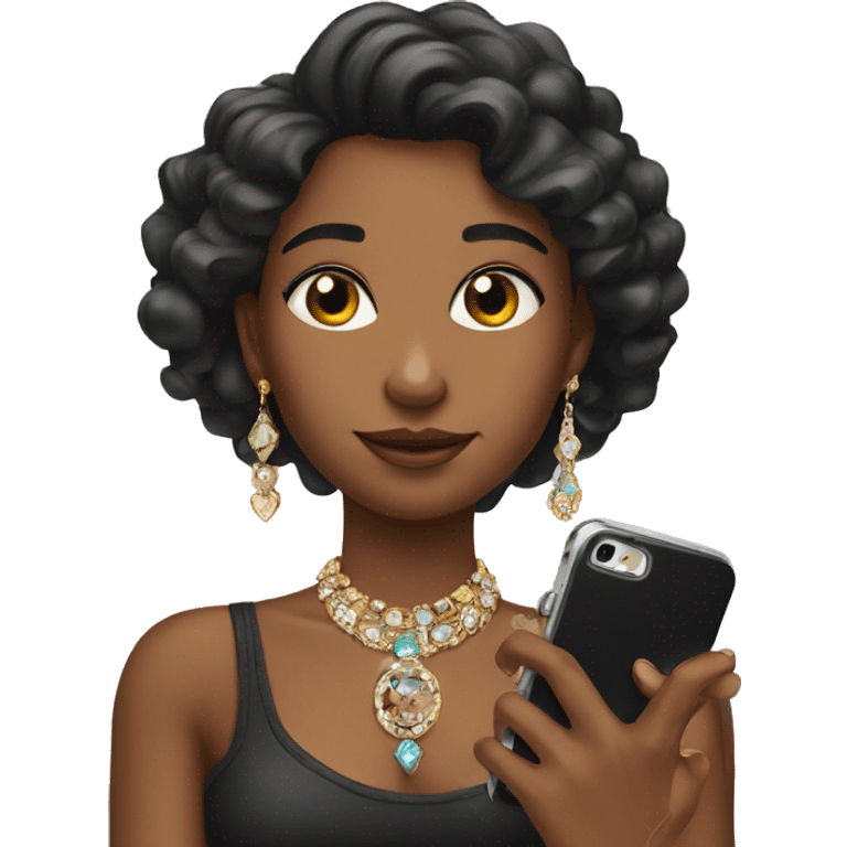 girl with phone and jewelry emoji