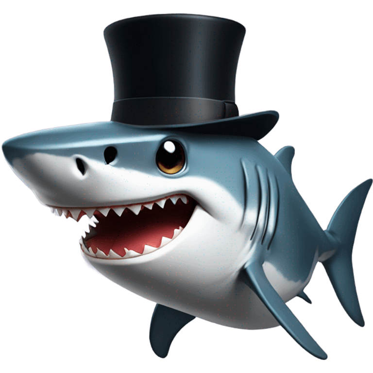 Shark with a top hat emoji