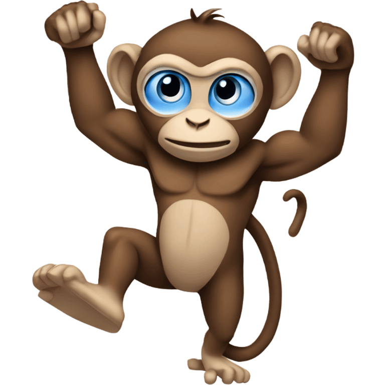 Monkey working out with blue eyes emoji