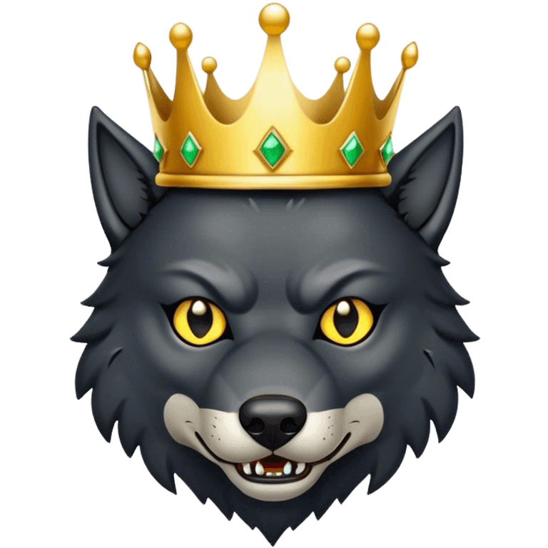 Black Evil Wolf with Gold Crown emoji