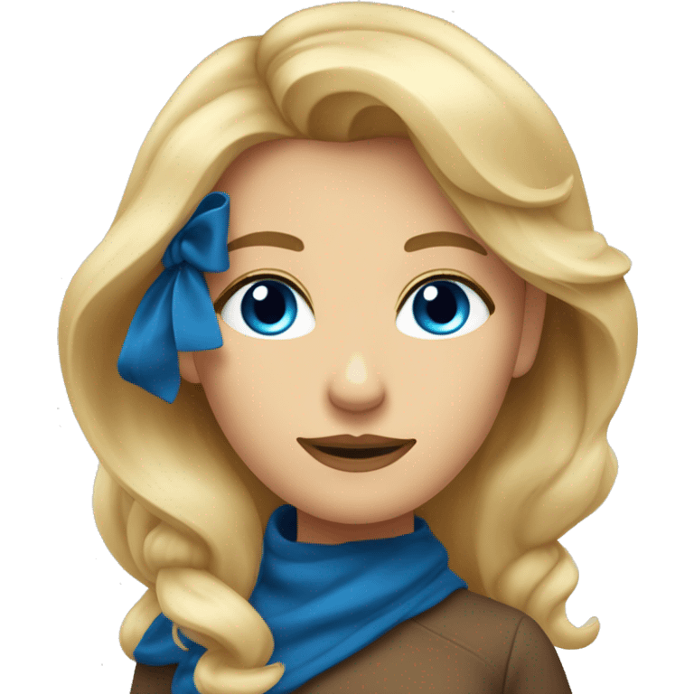 femme blonde avec une racine de cheveux châtain avec des yeux bleu emoji