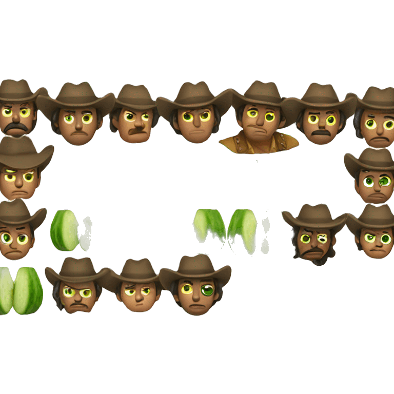 A frowning cowboy with cucumbers in its eyes emoji