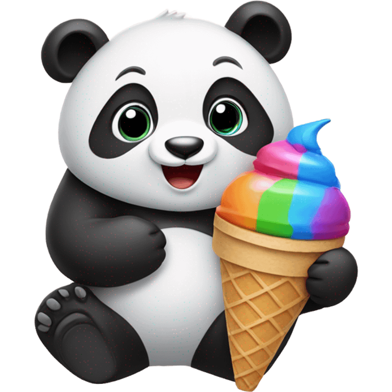 Panda eating ice cream emoji