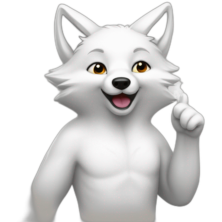 White fox with big thumb up emoji