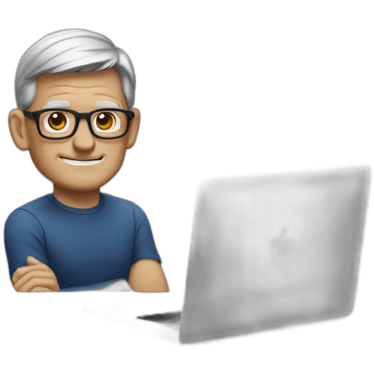 tim cook with a macbook pro emoji