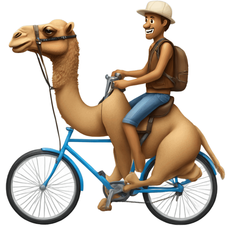 A camel riding a bike emoji