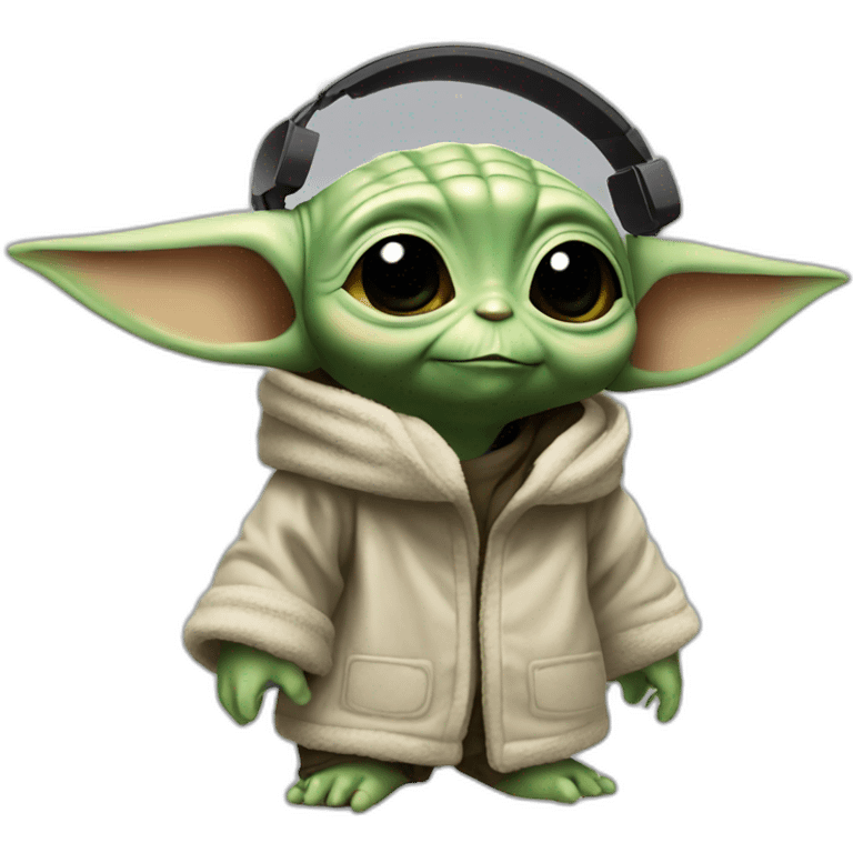 baby yoda full body dj headset emoji