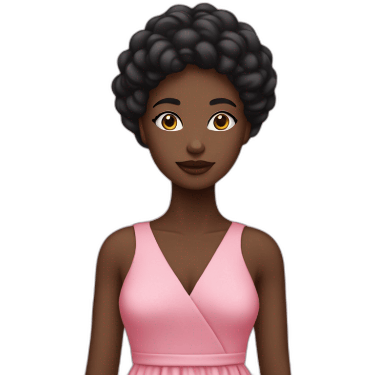 Jeune femme noire en robe rose emoji