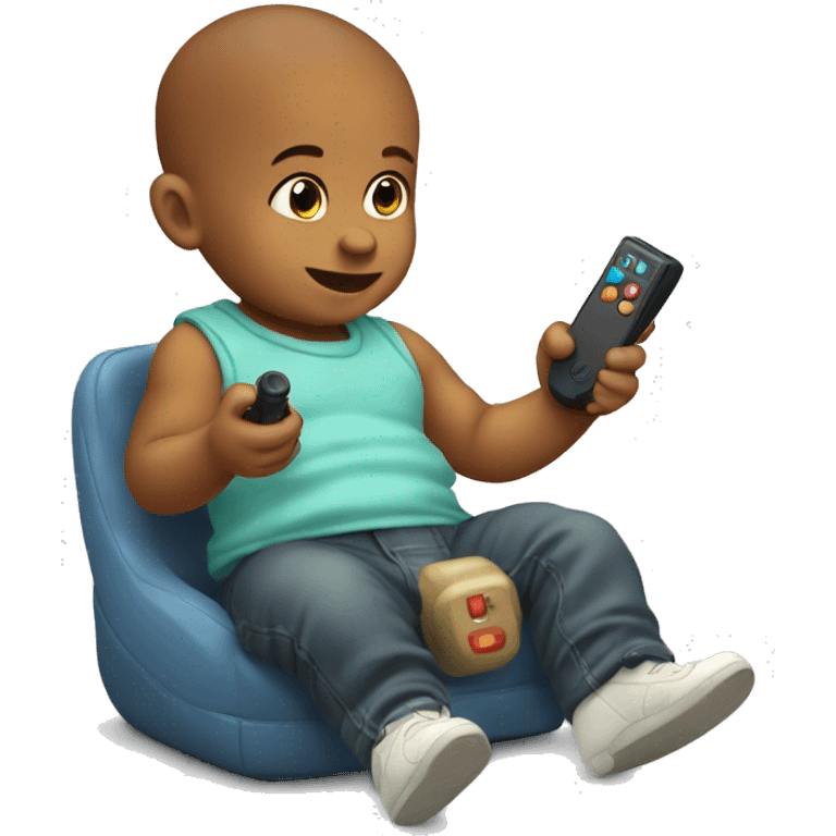 Baby play with mobile joystick   emoji