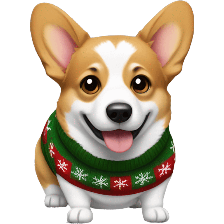 Welsh corgi wearing christmas Sweater  emoji