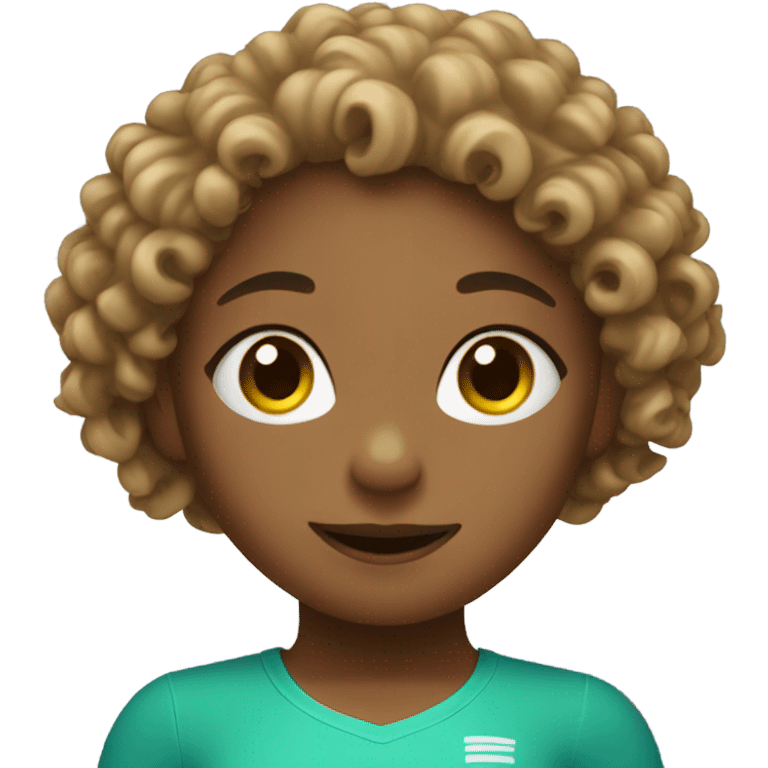 Curly girl doing gymnastics emoji