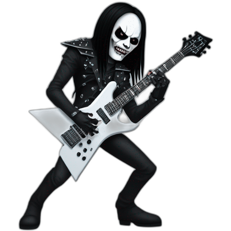 Black metal guitarist with corpse paint playing an electric guitar emoji