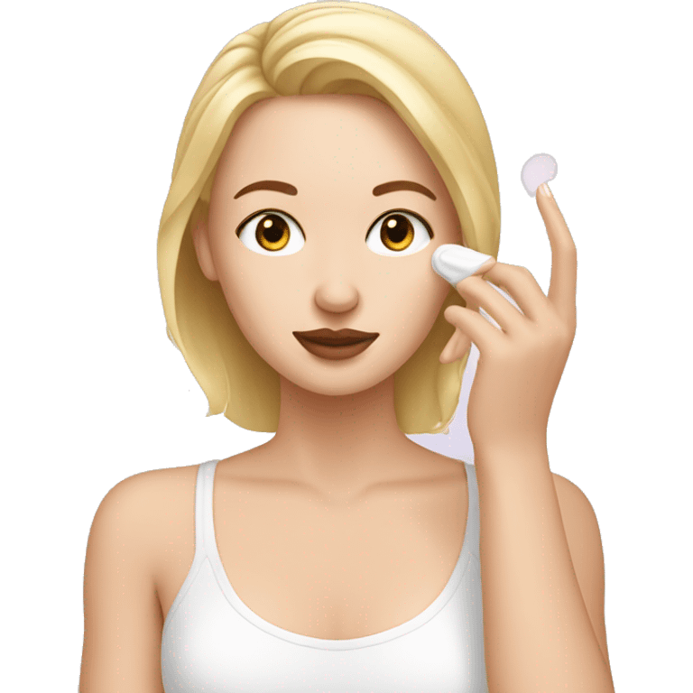 white girl applying cream on face emoji