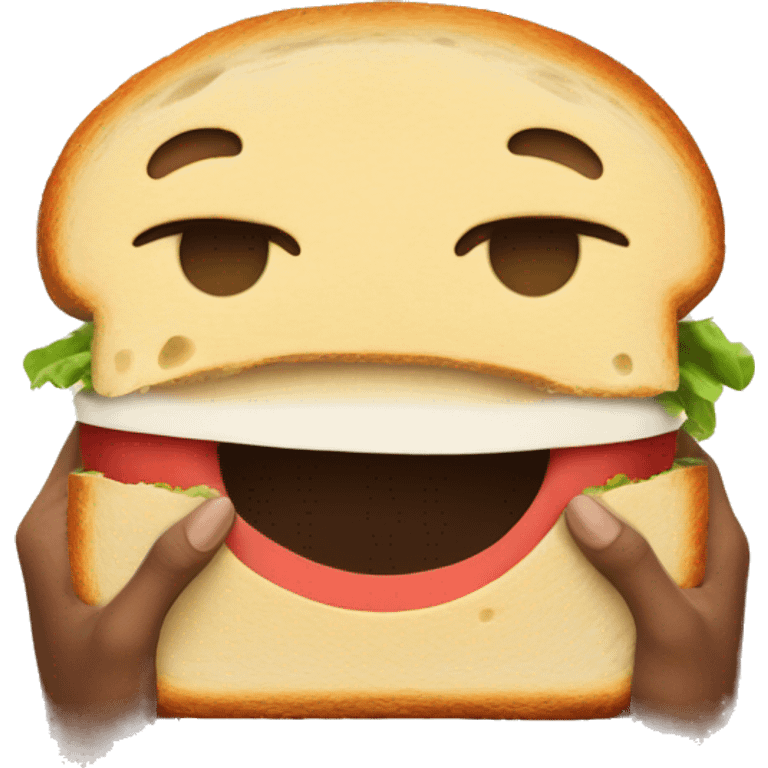 Smiling Face with Open Hands with sandwich emoji