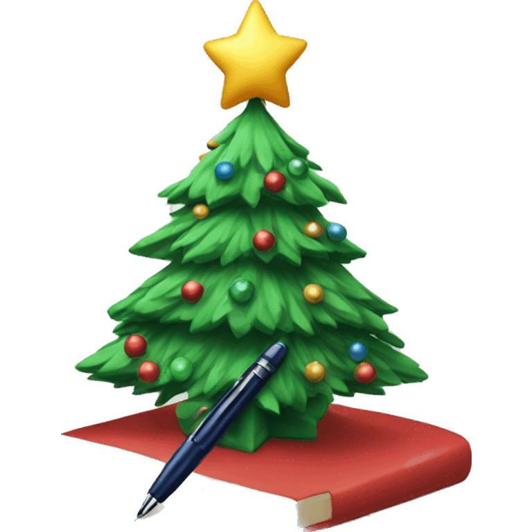 christmas tree with pen emoji