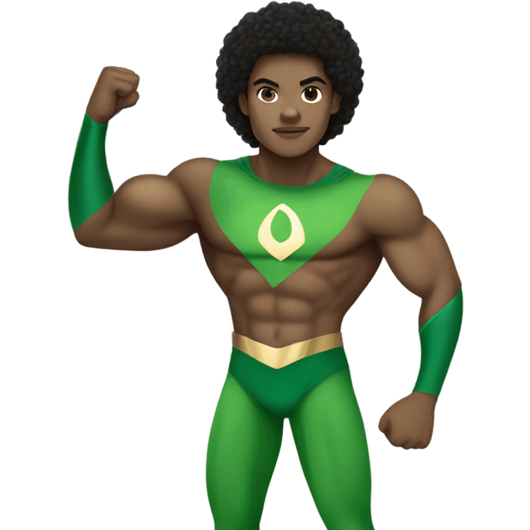 1  full body Afro Light-skinned male  teenager shirtless in a green superhero costume of Prince Namor swimming. emoji