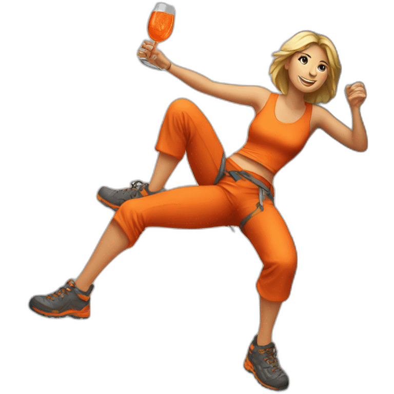 Climbing Woman with aperol emoji